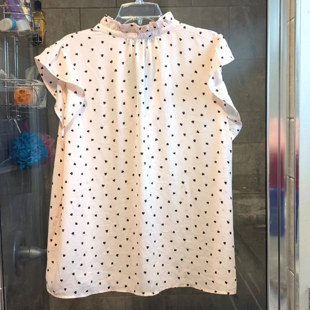 Sweet Rain Flutter Sleeve Tie Neck Top - Picture 3 of 6